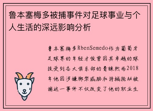 鲁本塞梅多被捕事件对足球事业与个人生活的深远影响分析 鲁本塞梅多被捕事件对足球事业与个人生活的深远影响分析